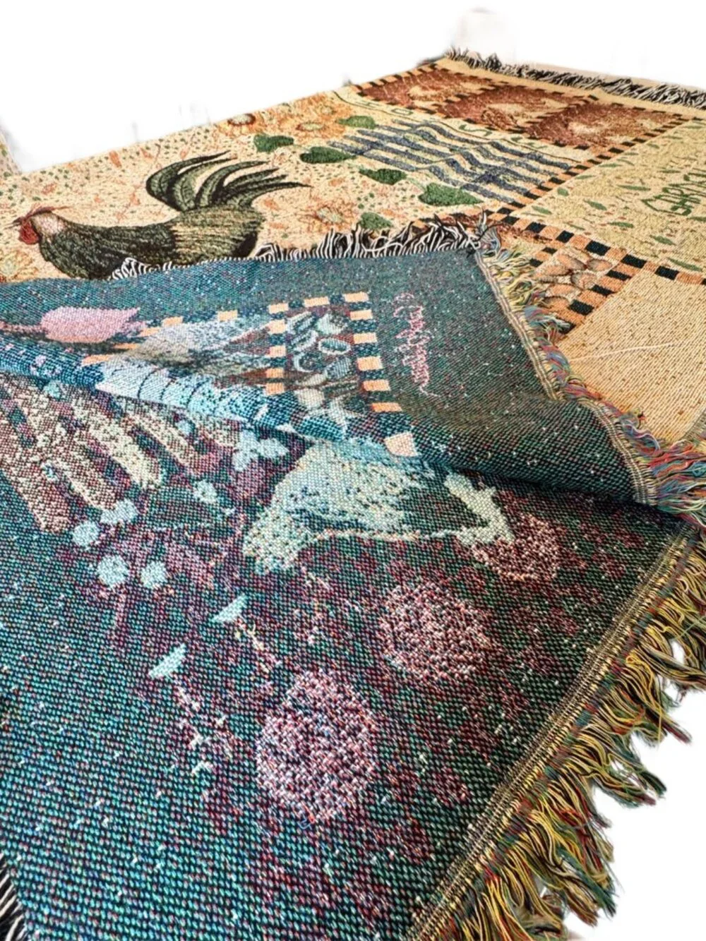 Carol Endres Hen House Garden Party Tapestry Throw apx 54x70